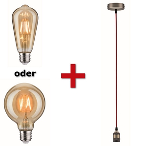 Paulmann Vintage Bundle mit LED Retro-Kolben 5W oder Retro-Globe 2,5W und Pendel