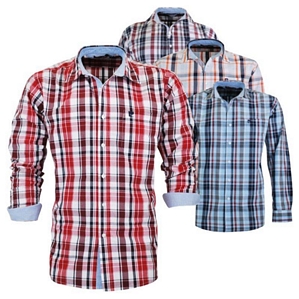Pierre Cardin Herren Freizeithemd Bordeaux-, Orange-, Blau-, Rot- kariert