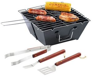 Pearl Faltgrill mit Grillbesteck oder Campingleuchte