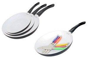 Pfannen Set 20/24/28cm oder Bratpfanne + Steakmesser Keramik Induktion Messer