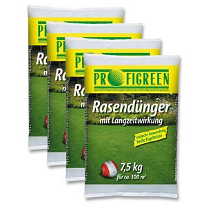 Rasendünger Langzeitwirkung 30 kg (4×7,5kg) Unkrautvernichter Moosvernichter
