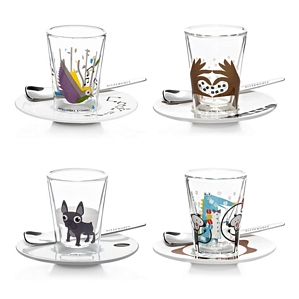 2er Set Ritzenhoff Bacino Espresso Glasset doppelwandig mit Untertasse und Löffel 70ml