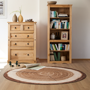Hansa Rundteppich Teppich Design-Teppich Dekoteppich Braun Beige Baumstamm Textil