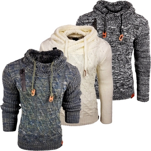 Rusty Neal Herrenpullover hoher Kragen Kapuze