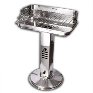 Säulengrill Edelstahl Holzkohlegrill rechteckig 51x32x74cm