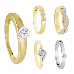 Echtschmuck Schmuck Ring Verlobung Hochzeit 375 Gelbgold/Weißgold Diamant