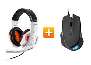 Sharkoon Rush ER1 – Gaming Stereo Headset + Sharkoon SHARK Force Gaming Maus