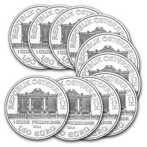 Silbermünze Wiener Philharmoniker 1 oz., 2014 (5 Stück zum Preis von 4)