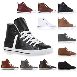 Warm gefütterte Damen und Herren Sneakers High Top Sportschuhe 99680