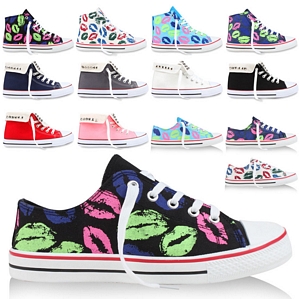 Damen High Top Sneakers Kultige Freizeit Schuhe Prints & Nieten 1890-013 1890-010 1890-009 1890-008 1890-012