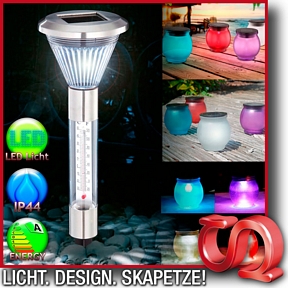 LED Solar Aussenlampe Solarlampe Solarleuchte, Thermometer Glastopf Lampe