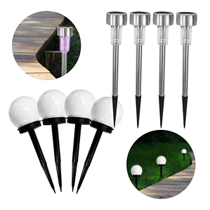 4er Set Solar LED Weglampe Rund oder Solar Stick mit Farbwechsel + Fernbedienung