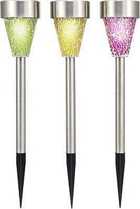 Solar-Gartenleuchte 3er Set LED RGB renkforce Mosaik Bunt