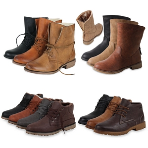 Gefütterte Damen & Herren Worker Boots Stiefeletten Schnürer 99687