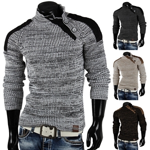 Tazzio Herren Pullover 85714 Grobstrick Pulli Sweatshirt Strickjacke