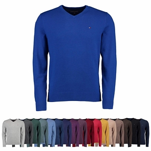 Tommy Hilfiger Herren Pullover Prime mit V-Ausschnitt Baumwolle/Kaschmir