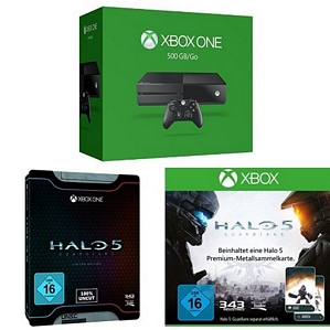 Xbox One 500 GB Konsole 2015 + Halo 5: Guardians – Limited Edition + Halo 5 Sammelkarte