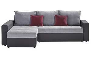 Wohnlandschaft Pocco in Brombeere, Dunkelgrau, Grau Textil (Schlafsofa)